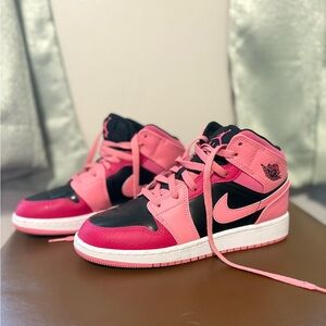 Pink and Black High-Top Sneakers